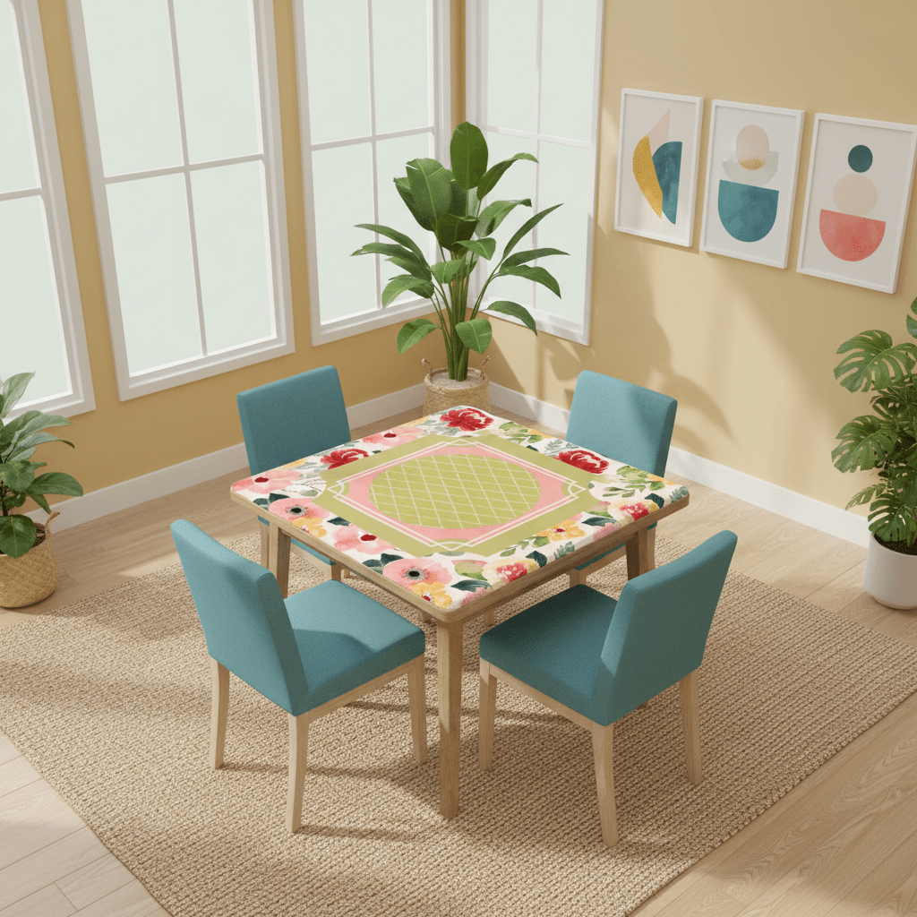 Mahjong Mat With Pretty Preppy Watercolor Flowers, Mahj Gamer Enthusiast Mat