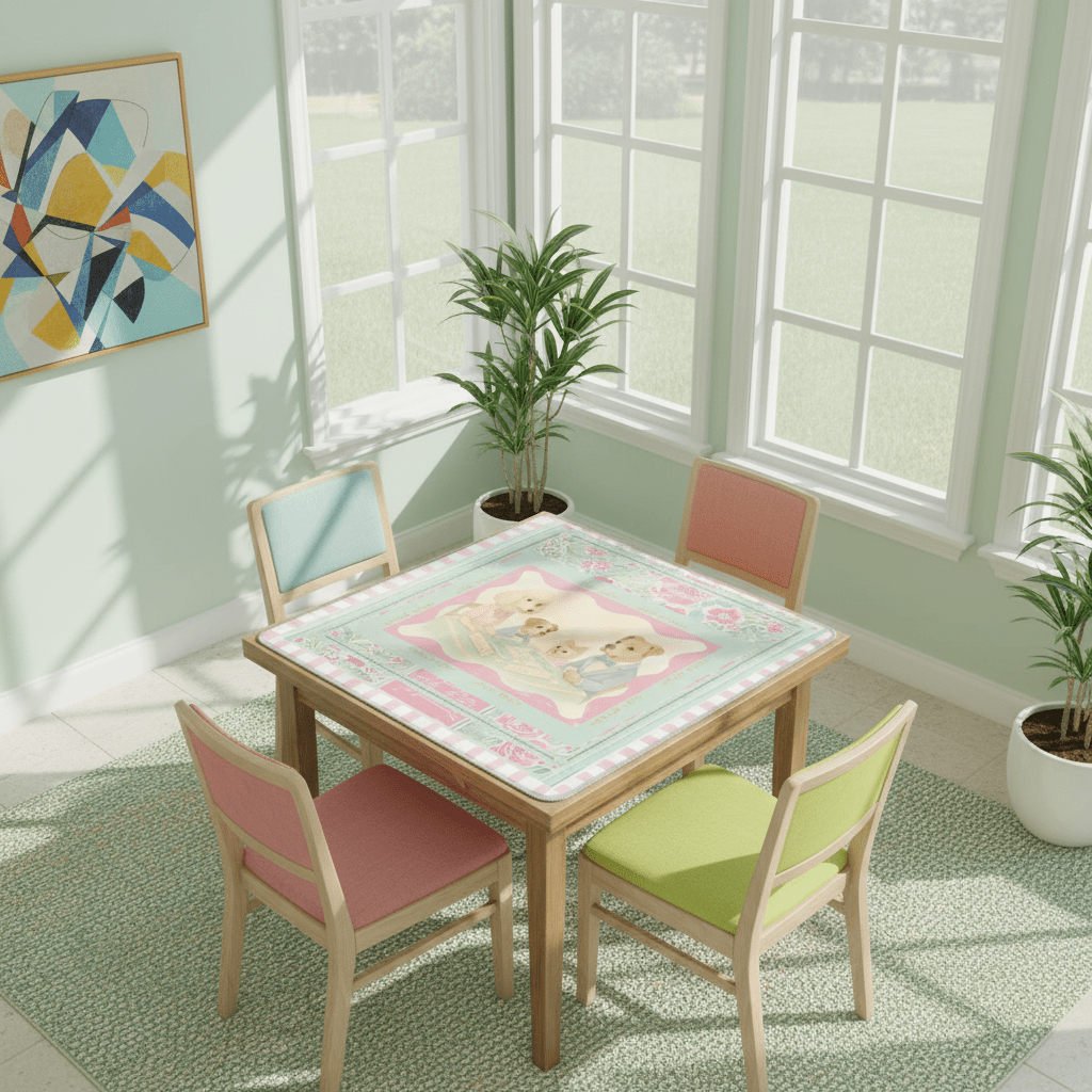 Mahjong Mat Watercolor Dogs Playing Mahjong Cute Preppy Quirky Learning Mahj Mat