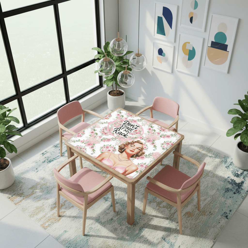Funny Mahjong Mat, Preppy Florals With A Chic Cheeky Twist, Don't Stare At My Rack