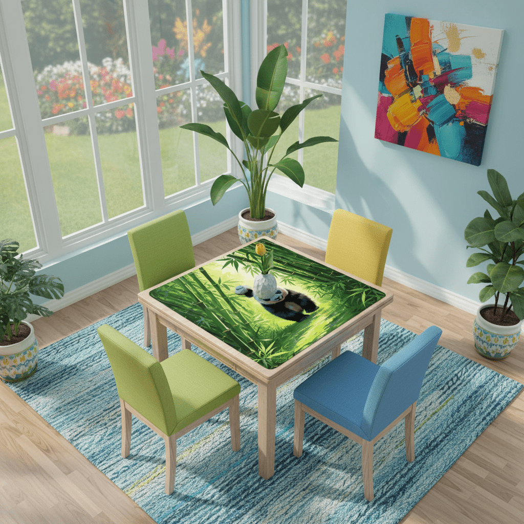 Panda Bear Bamboo Forest Asian Inspired Mahjong Mat