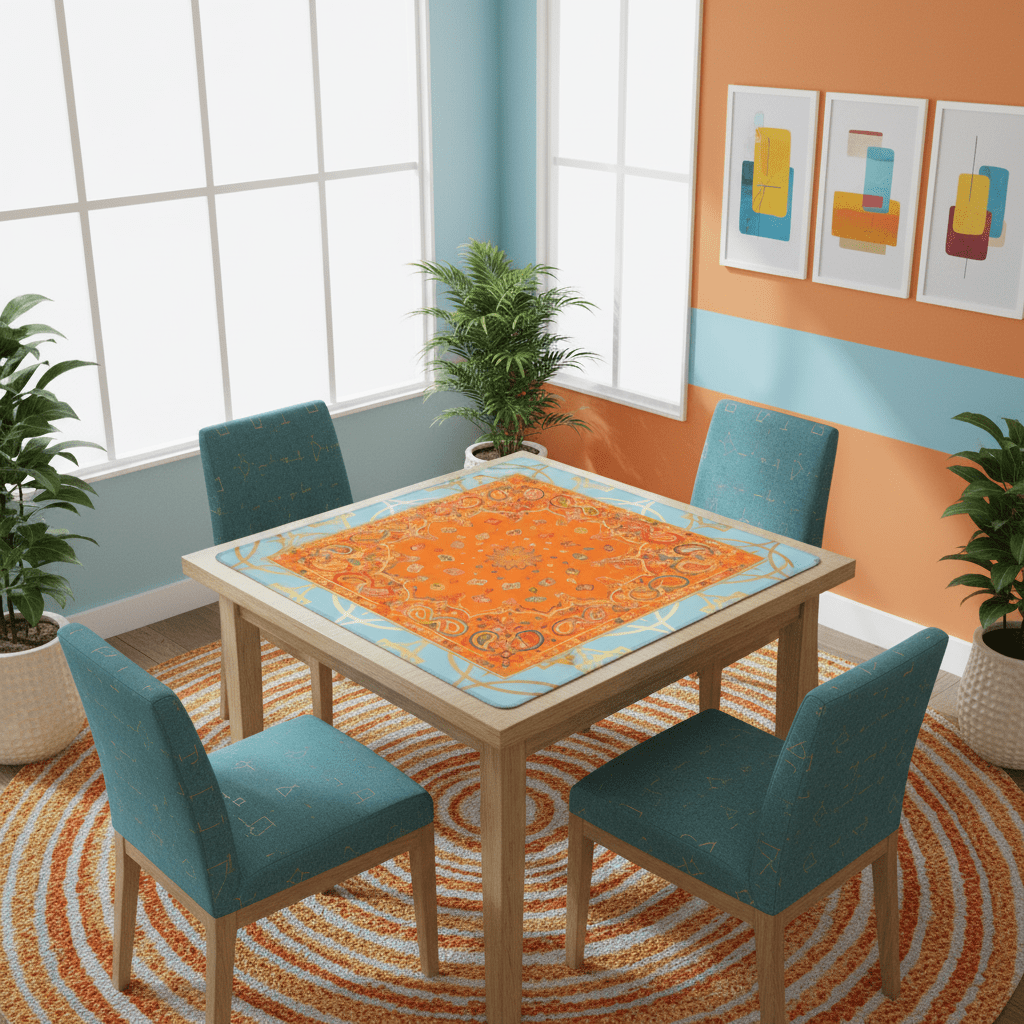 Celestial Glow Up Orange, Blue Mahjong Mat