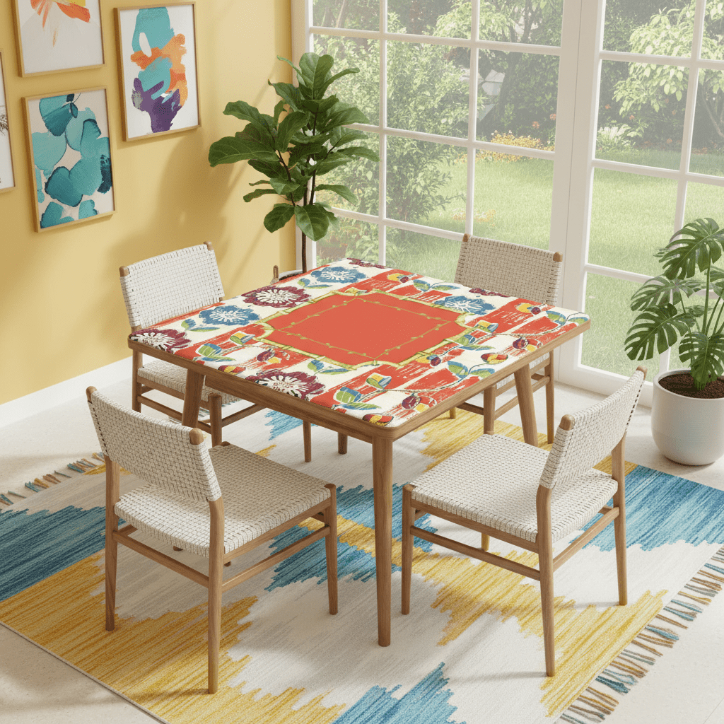 Vintage Floral Heritage Collection Mahjong Coral Blue Game Mat Mahjong Mat
