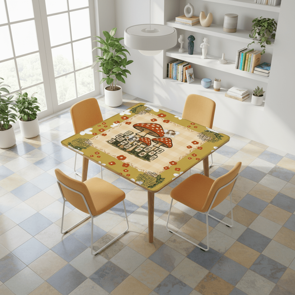 Fairy Garden Mushrooms, Fairies, Turtles Cottagecore Preppy Mahjong Mat