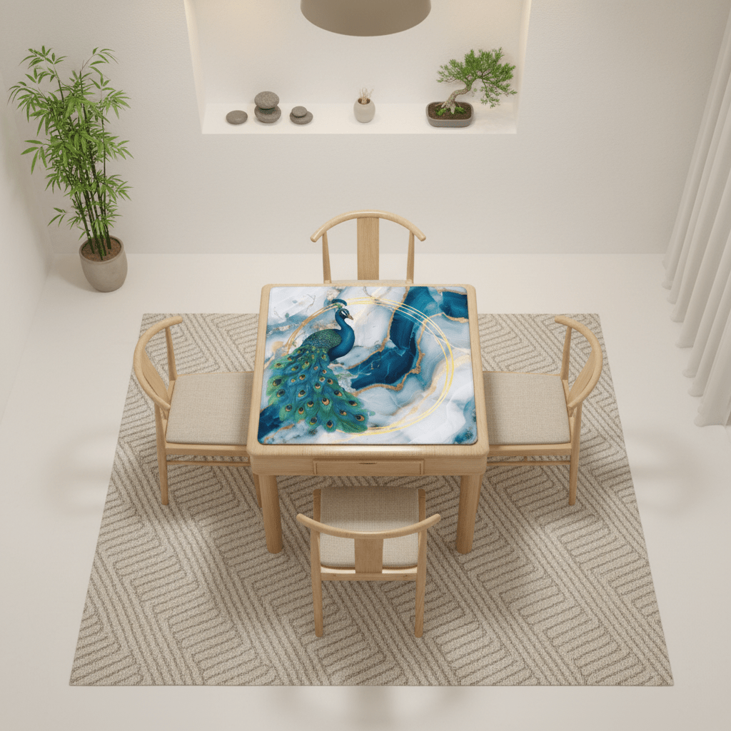 Peacock Blue Lagoon Mahjong Mat