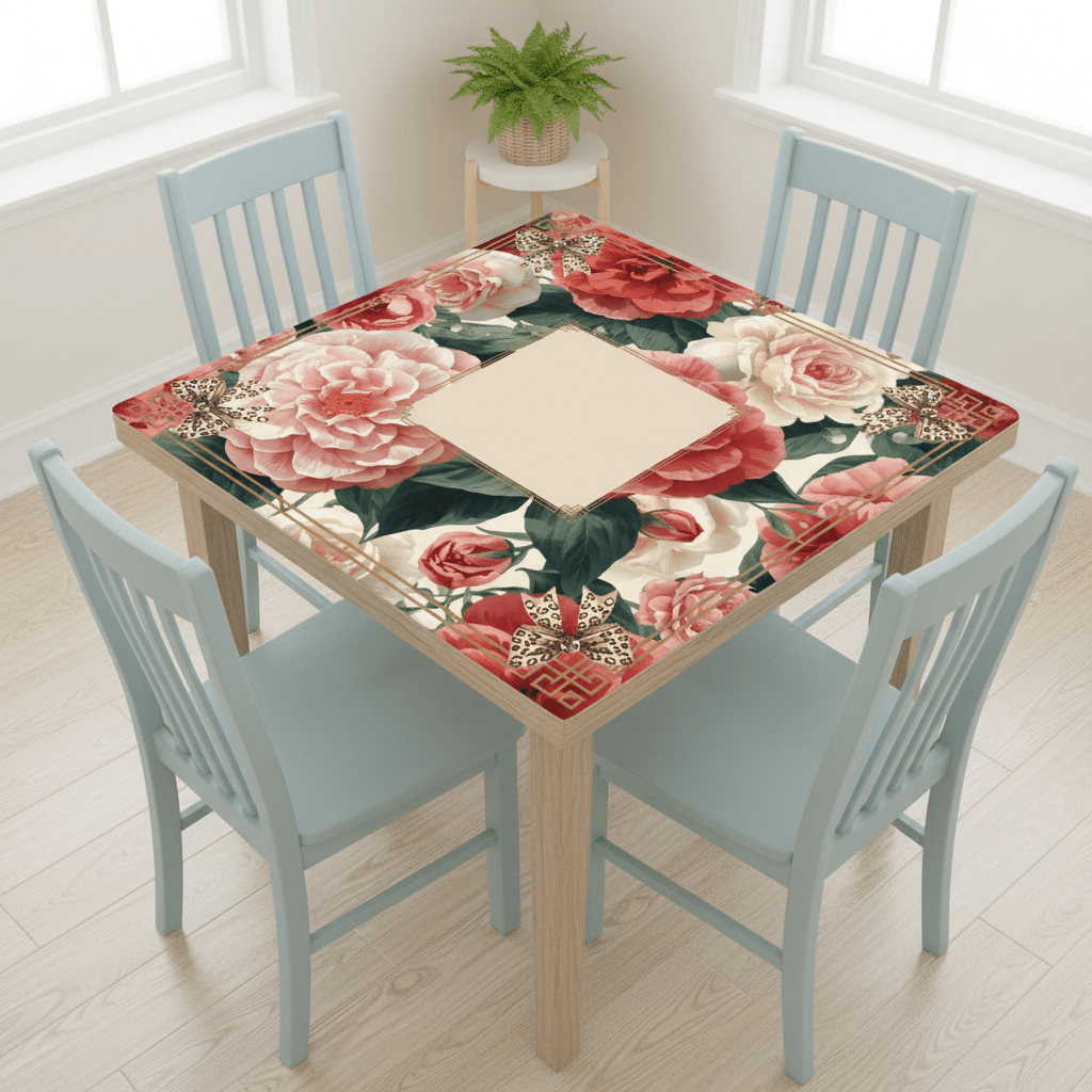 Southern Floral Camellias In Bloom Mahjong Mat