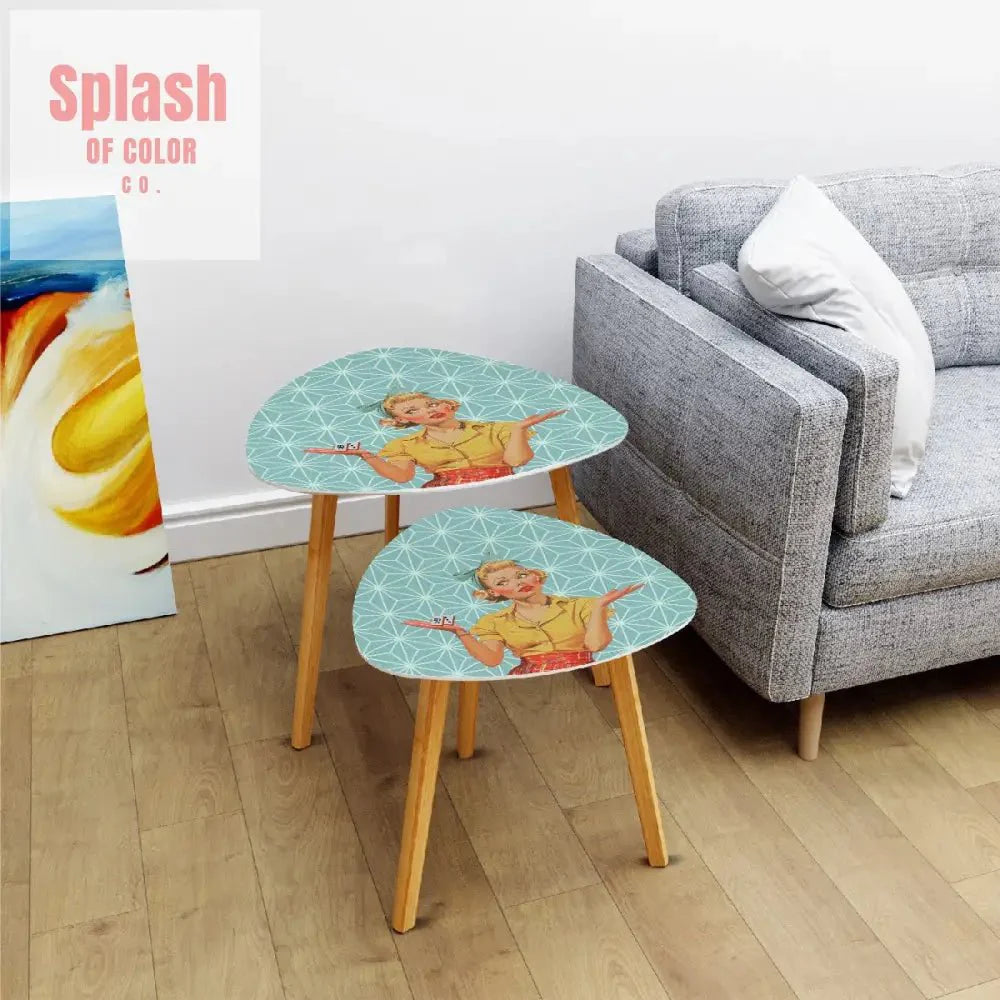 Mahjong Side Tables, Vintage Style Cute Nesting Tables For Mahj Lover