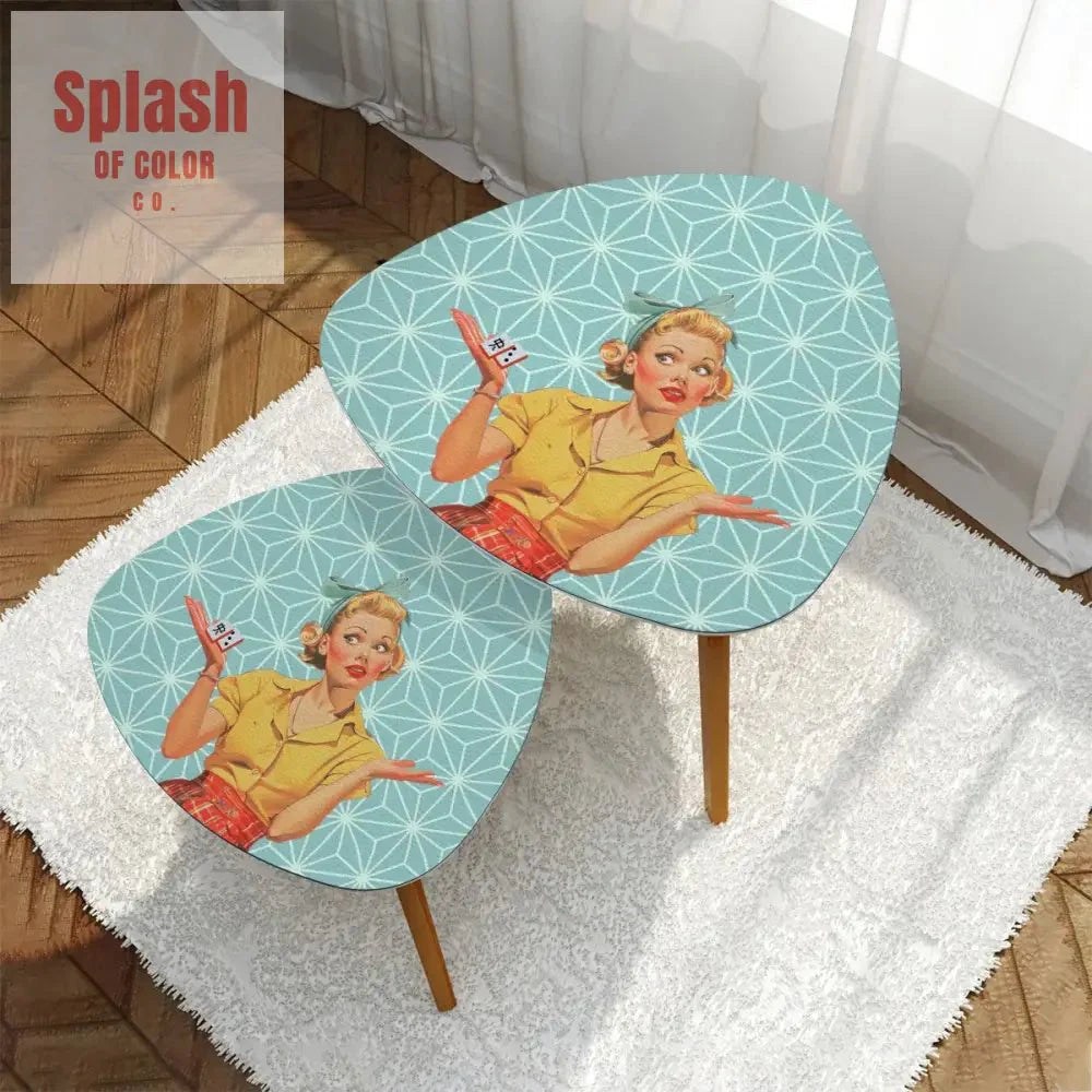 Mahjong Side Tables, Vintage Style Cute Nesting Tables For Mahj Lover