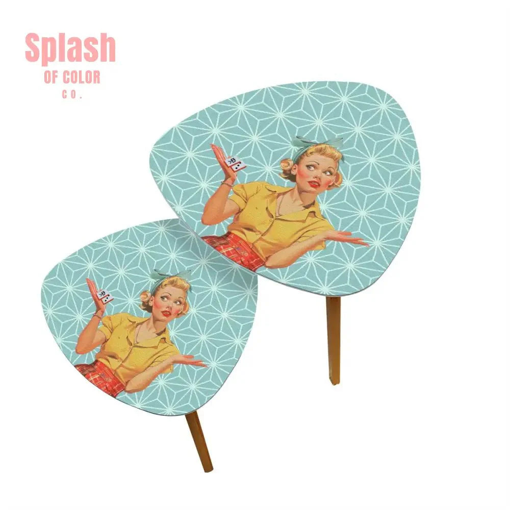 Mahjong Side Tables, Vintage Style Cute Nesting Tables For Mahj Lover