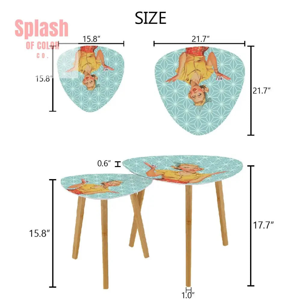 Mahjong Side Tables, Vintage Style Cute Nesting Tables For Mahj Lover