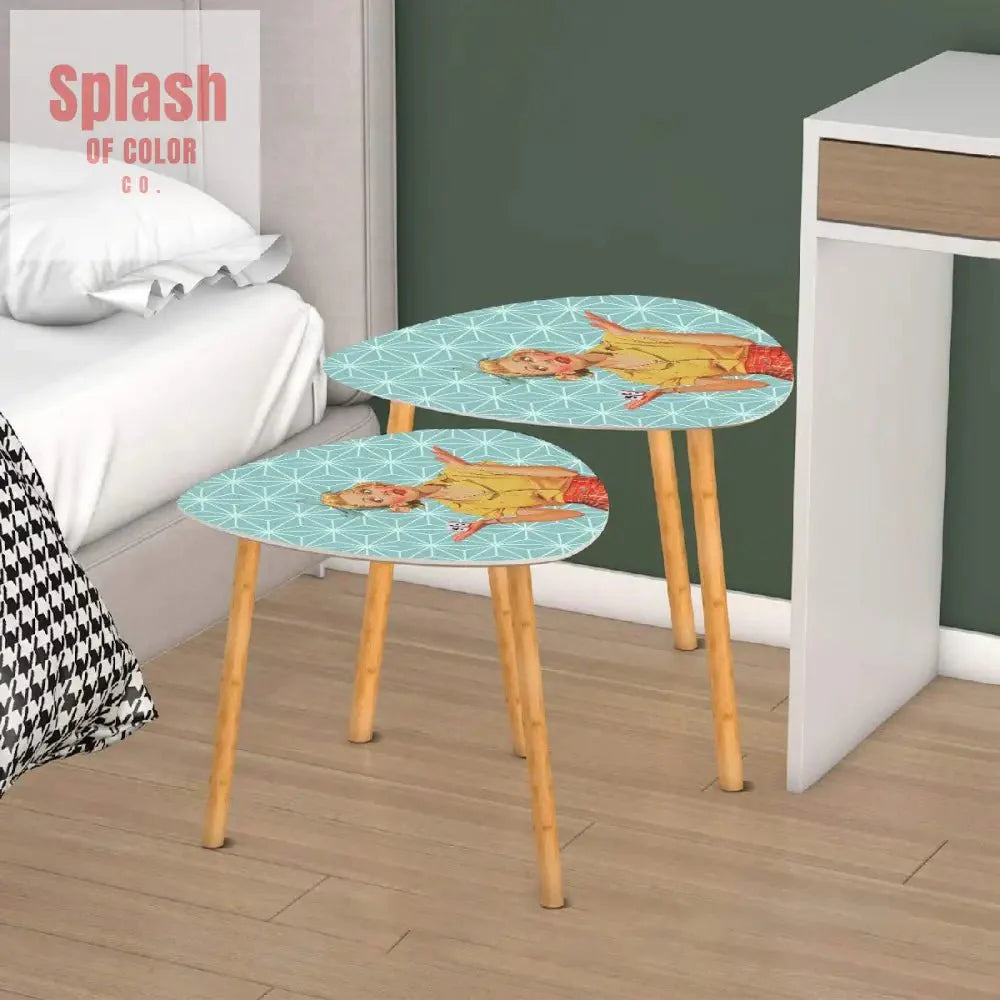 Mahjong Side Tables, Vintage Style Cute Nesting Tables For Mahj Lover