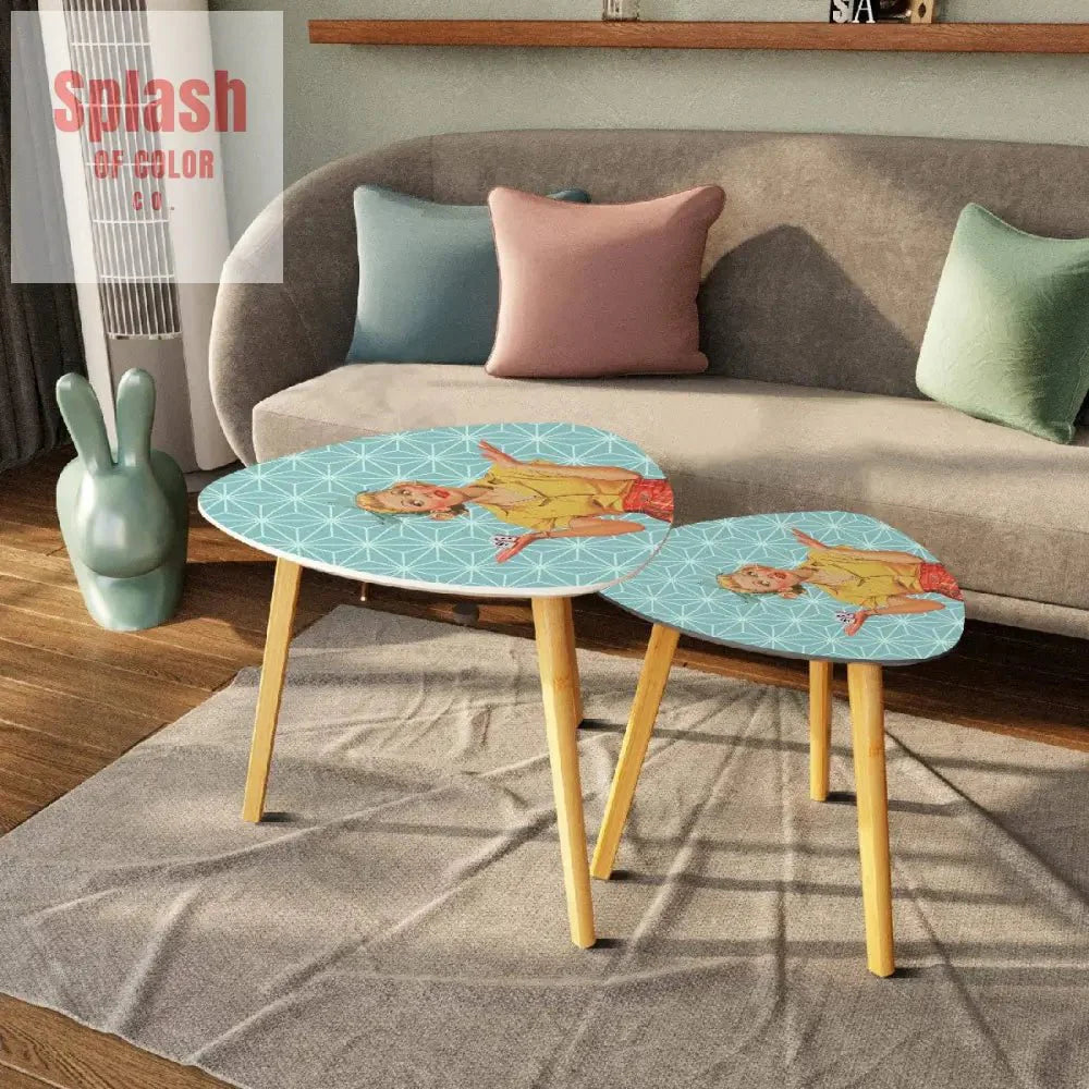 Mahjong Side Tables, Vintage Style Cute Nesting Tables For Mahj Lover