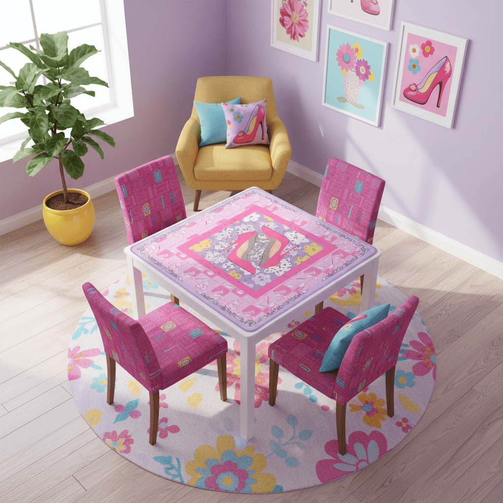 Girly Pop Pink, Lavender Glam Gal Mahjong Mat