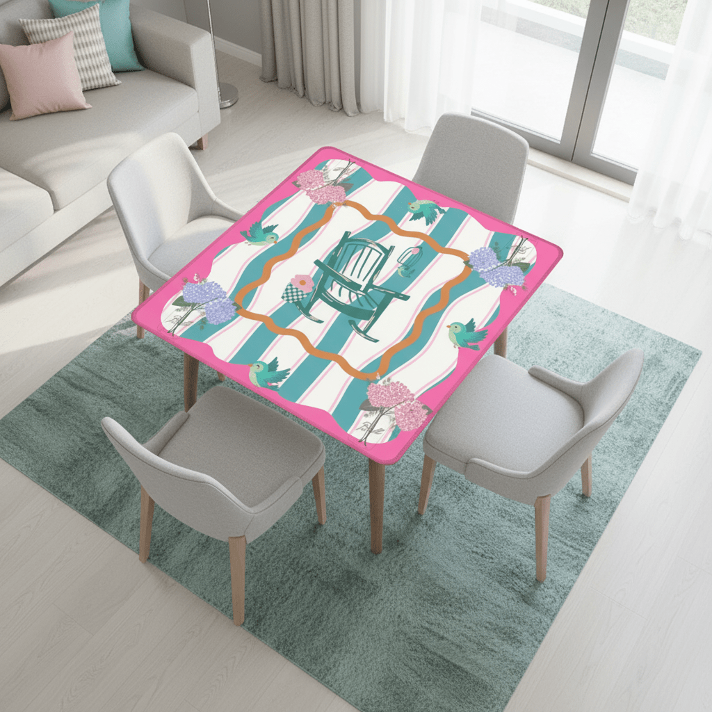 Southern Charm And Hospitality Whimsical Pink, Teal Mahjong Mat