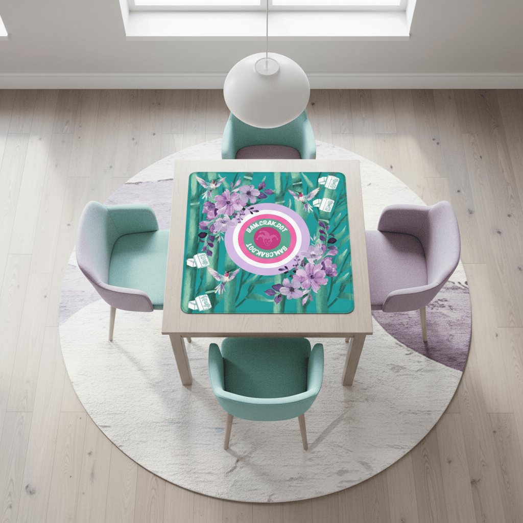Bam Crak Dot Floral Bamboo Bird Mahjong Mat
