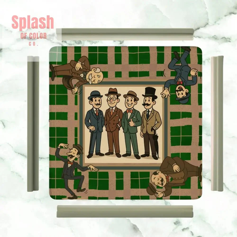 Manly Mahjong Mat Dapper Gents Green Brown Plaid Mahjong Mat