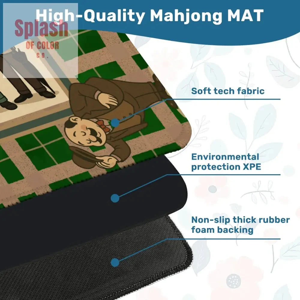 Manly Mahjong Mat Dapper Gents Green Brown Plaid Mahjong Mat