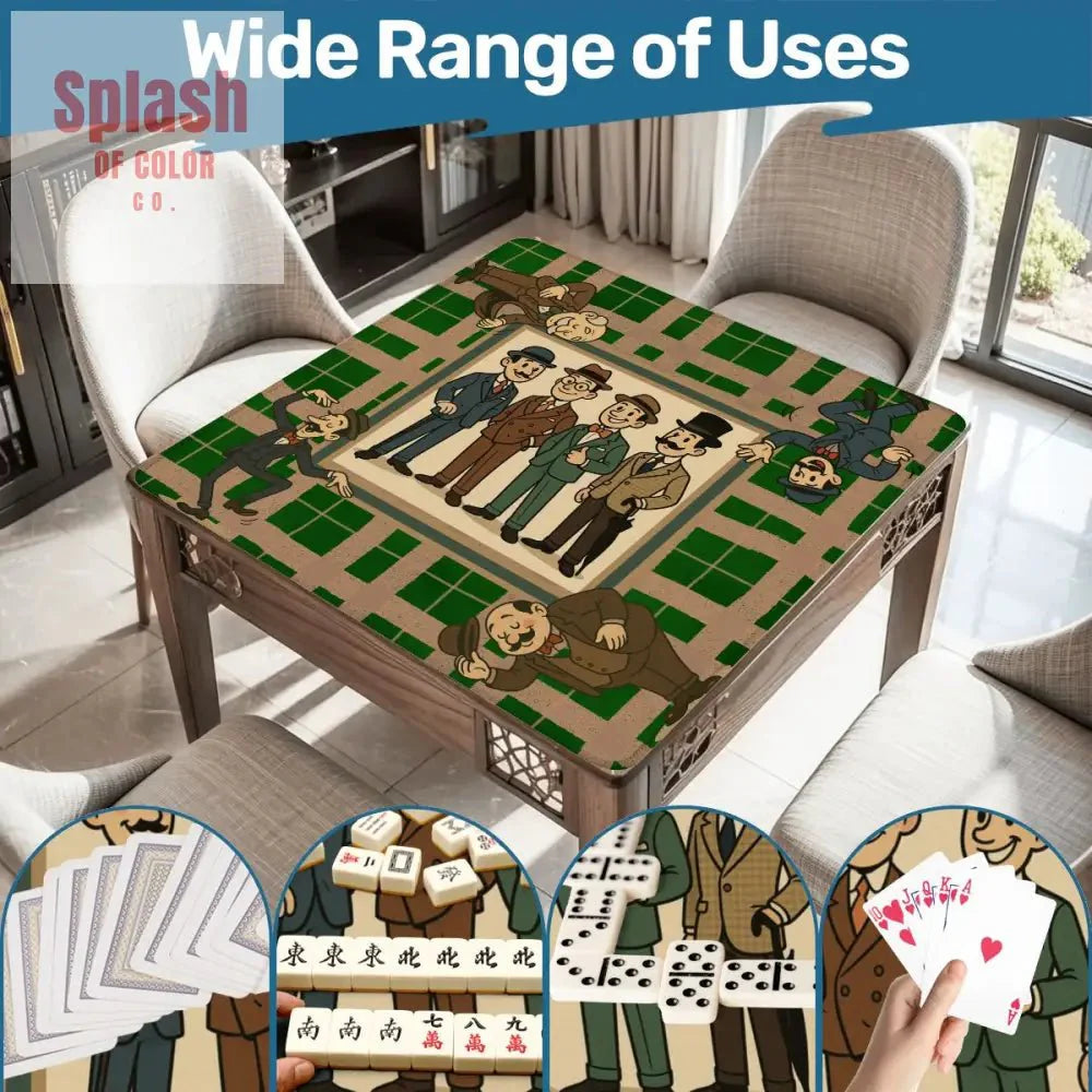 Manly Mahjong Mat Dapper Gents Green Brown Plaid Mahjong Mat