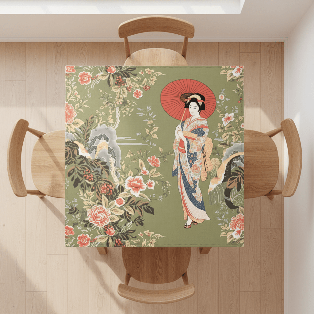 Japanese Floral Geisha Girl Mahjong Mat