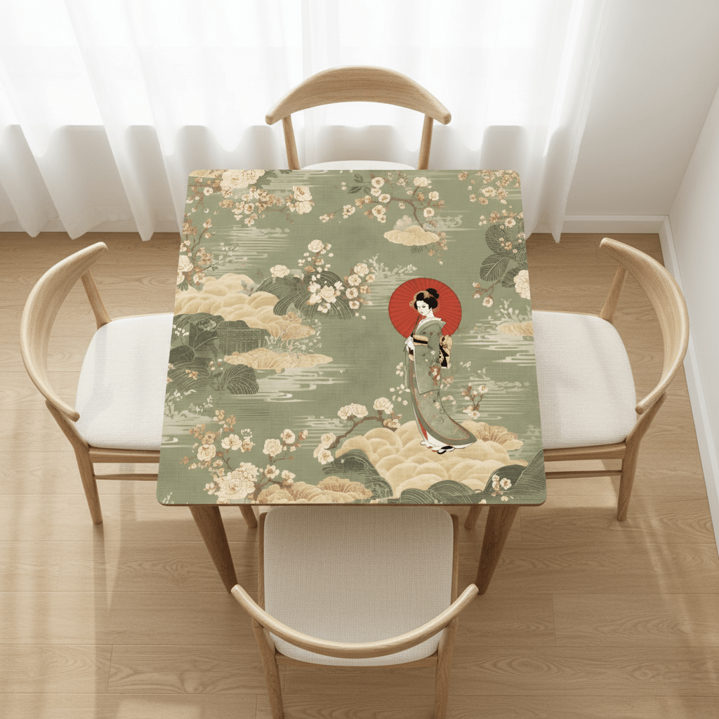 Giesha Girl Japanese Floral Mahjong Mat