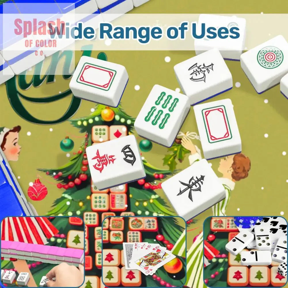 Merry Mahj Christmas Mahjong Mat Whimsical Tile Tree Nostalgic Vintage Ladies Holiday Mat
