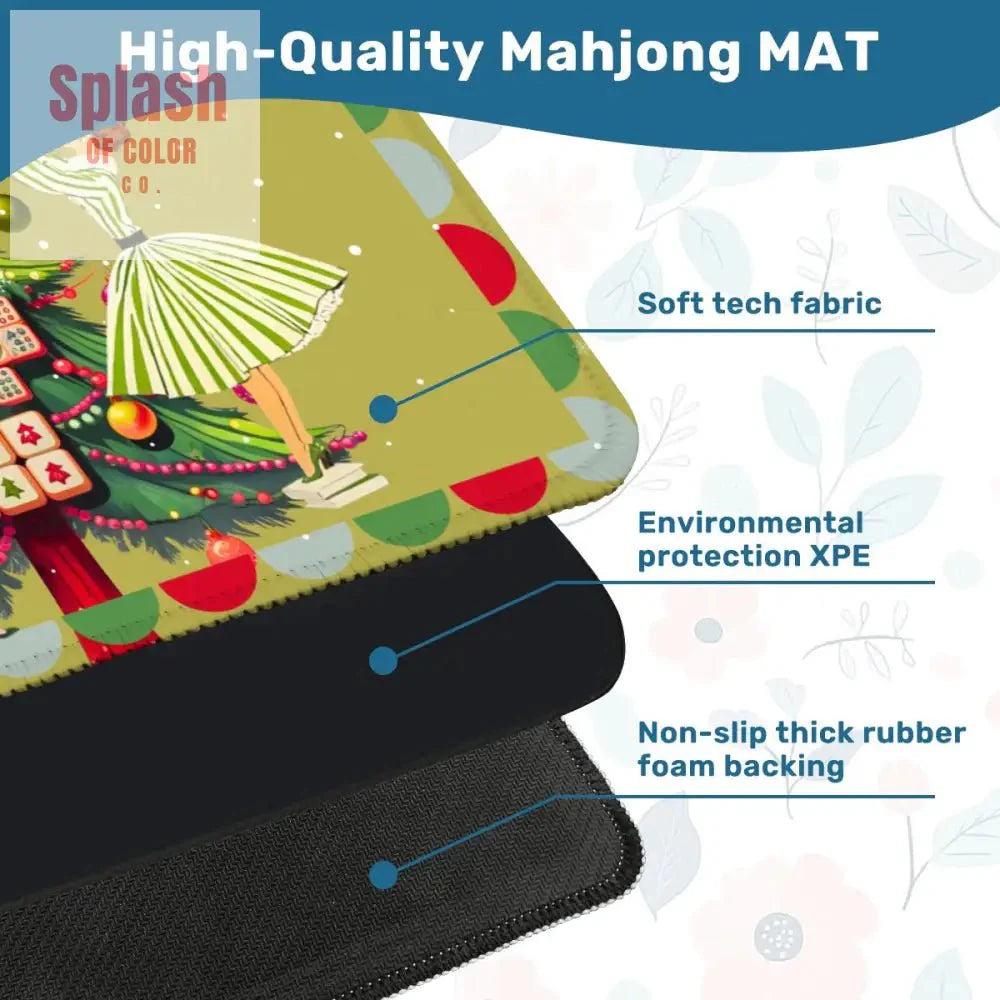 Merry Mahj Christmas Mahjong Mat Whimsical Tile Tree Nostalgic Vintage Ladies Holiday Mat