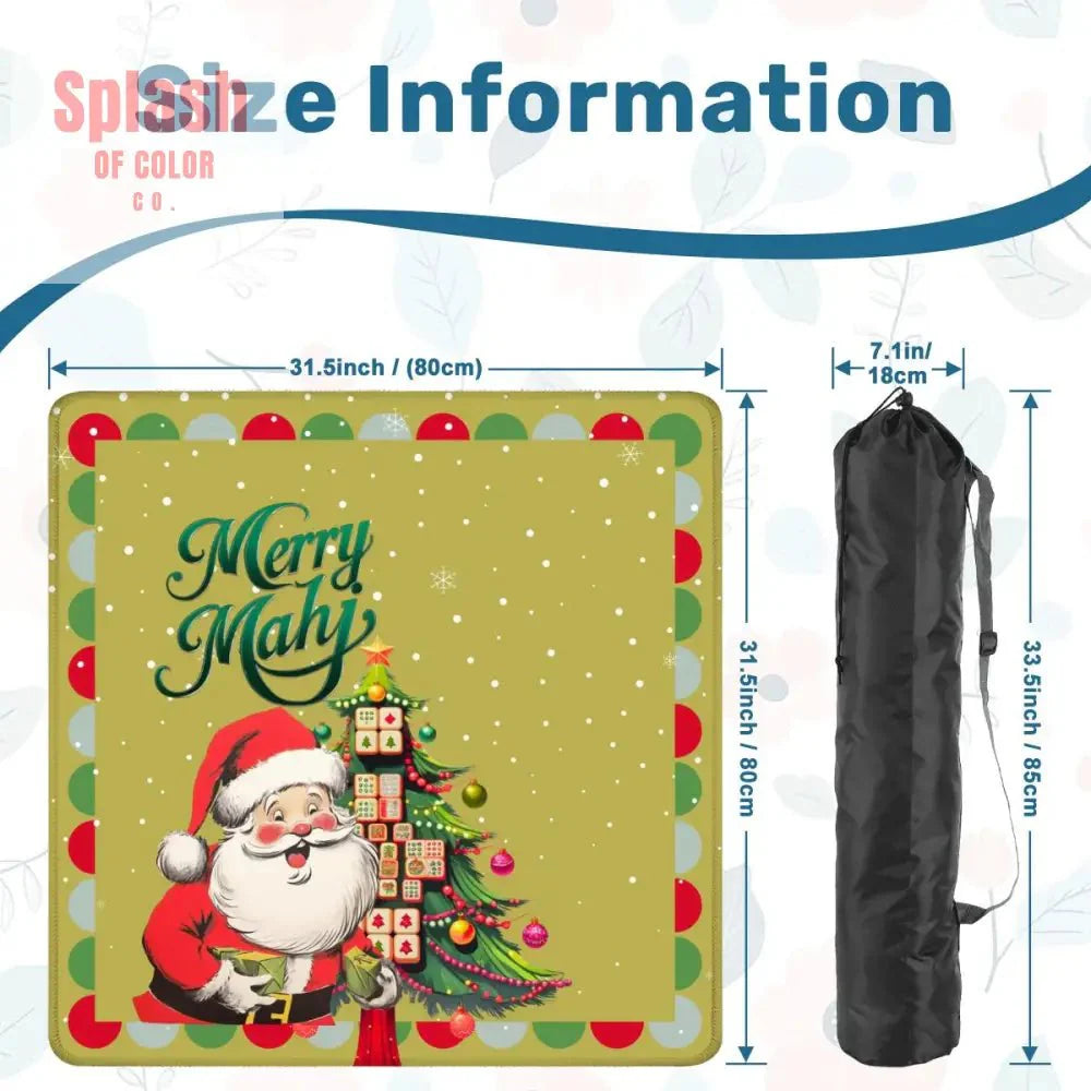 Merry Mahj Christmas Mahjong Mat Whimsical Tile Tree Nostalgic Santa Game Mat