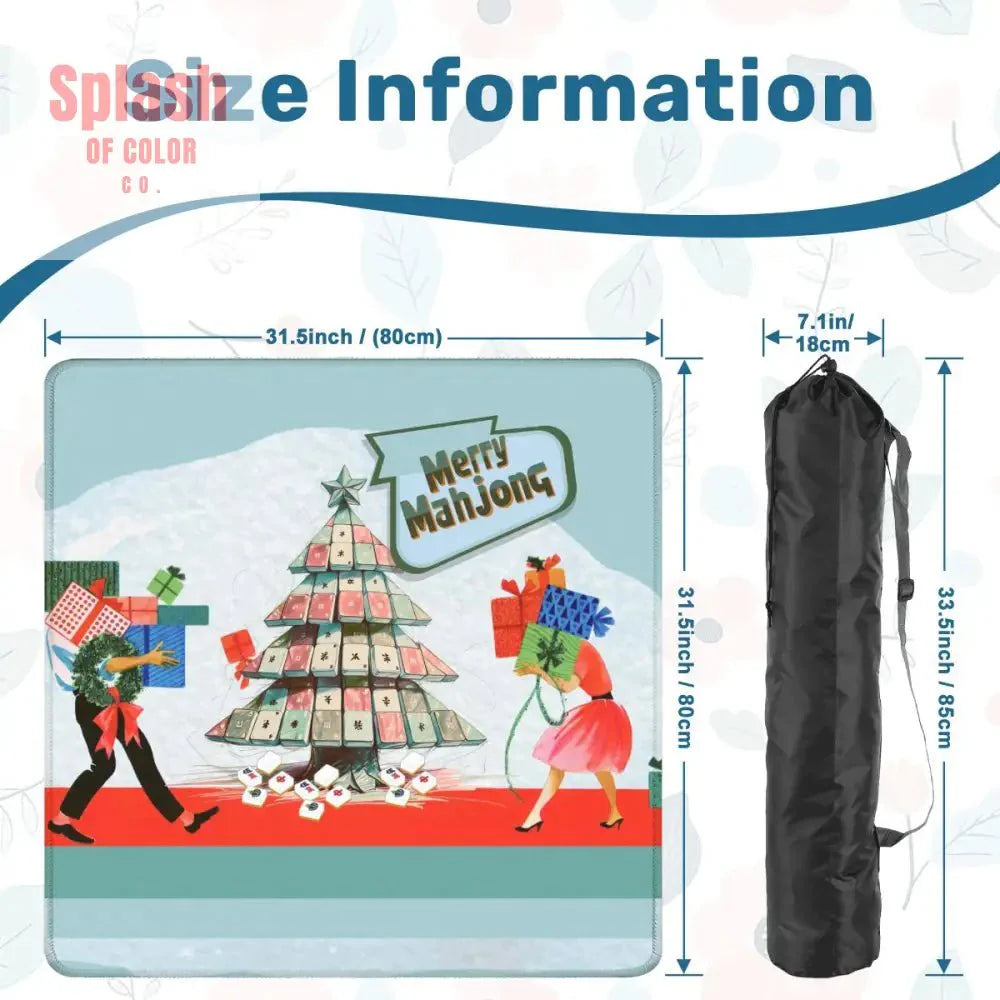 Merry Mahjong Mat, Quirky Fun Modern Holiday Mahj Party Game Night Mat