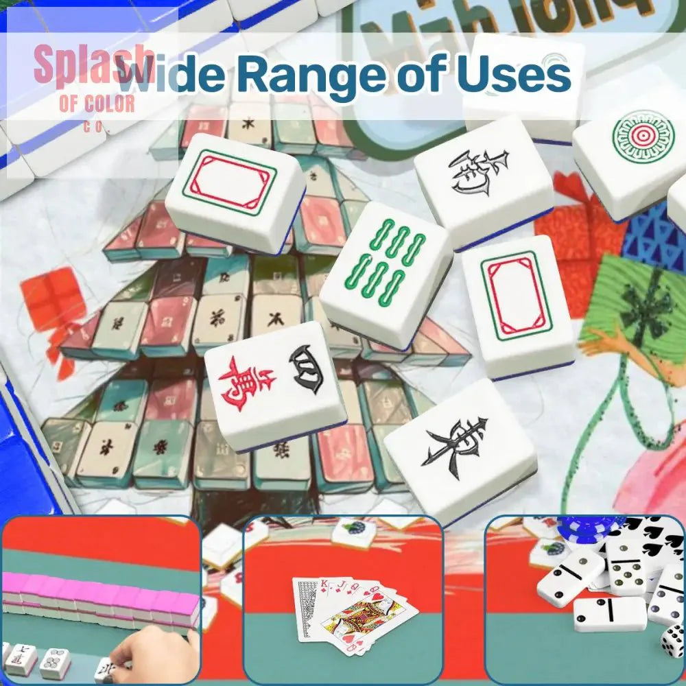 Merry Mahjong Mat, Quirky Fun Modern Holiday Mahj Party Game Night Mat