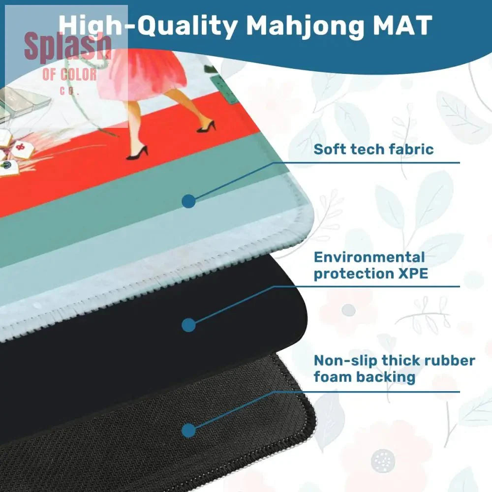 Merry Mahjong Mat, Quirky Fun Modern Holiday Mahj Party Game Night Mat