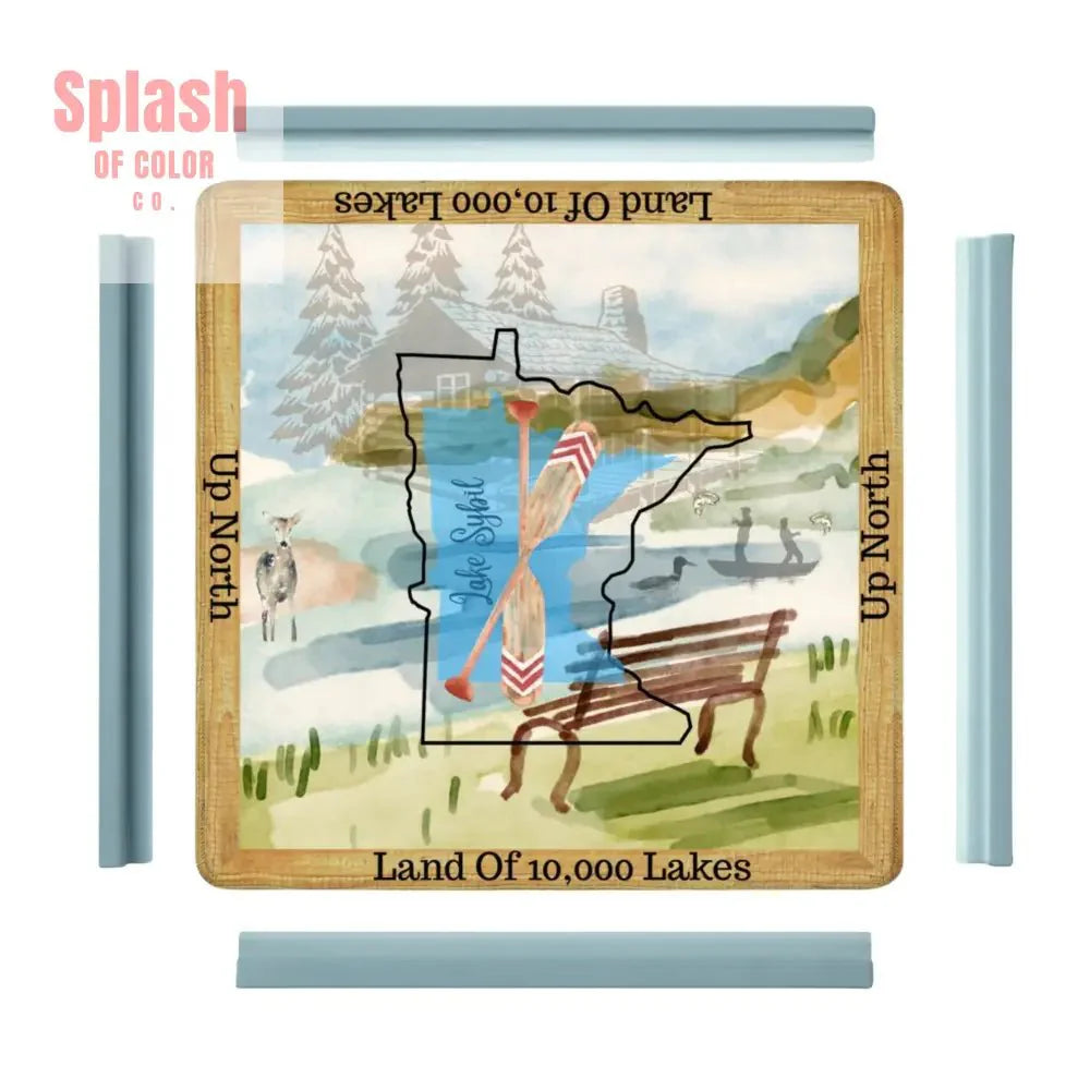 Minnesota State Love Mahjong Mat, Rustic Log Cabin, Mountain Lakes Fishing Life