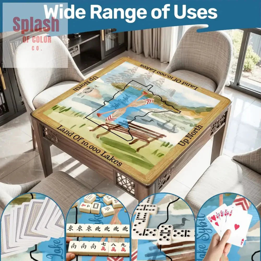 Minnesota State Love Mahjong Mat, Rustic Log Cabin, Mountain Lakes Fishing Life