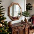 Octagon Wood Frame Mirror