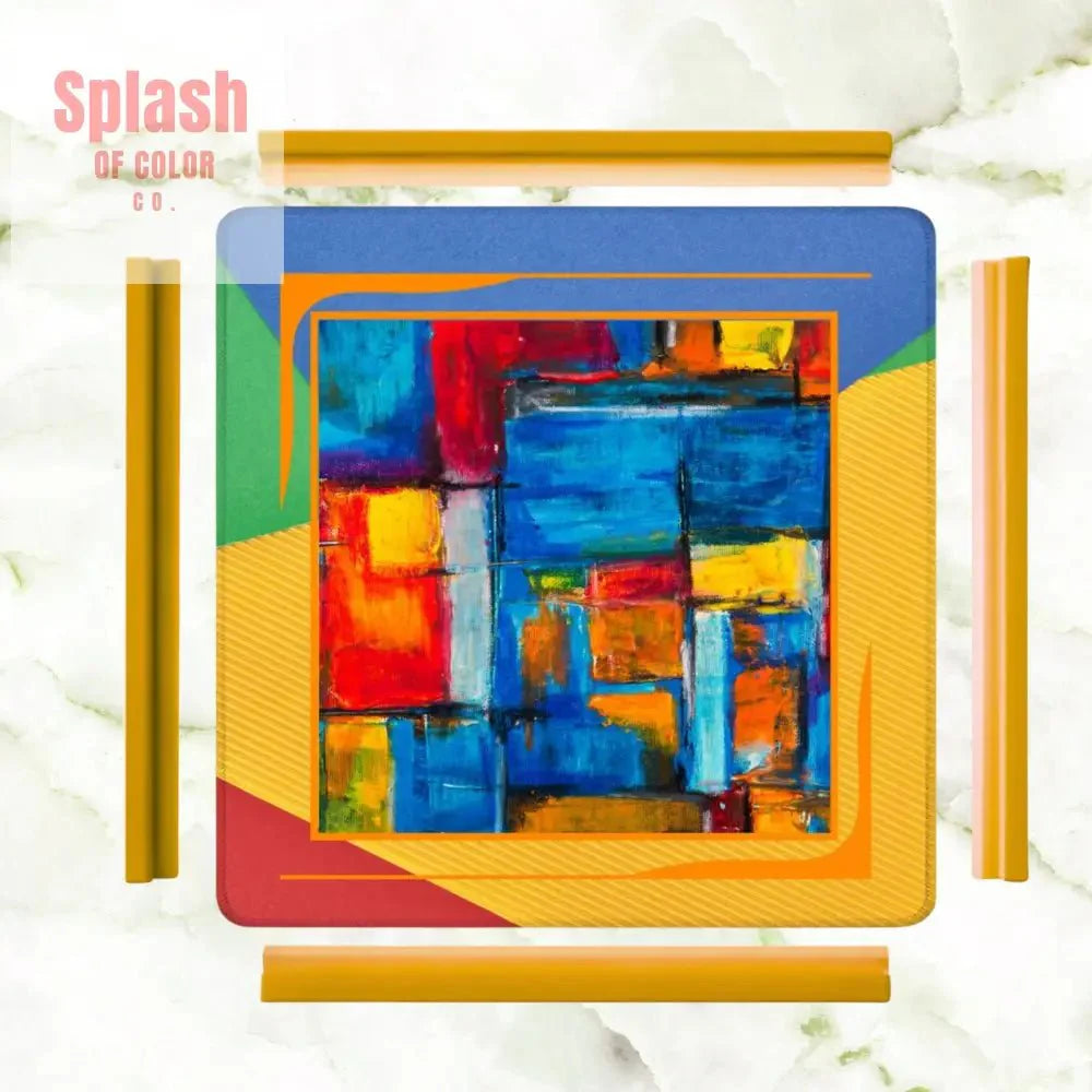 Modern Abstract Yellow, Green Blue, Red Artistic Mahjong Mat