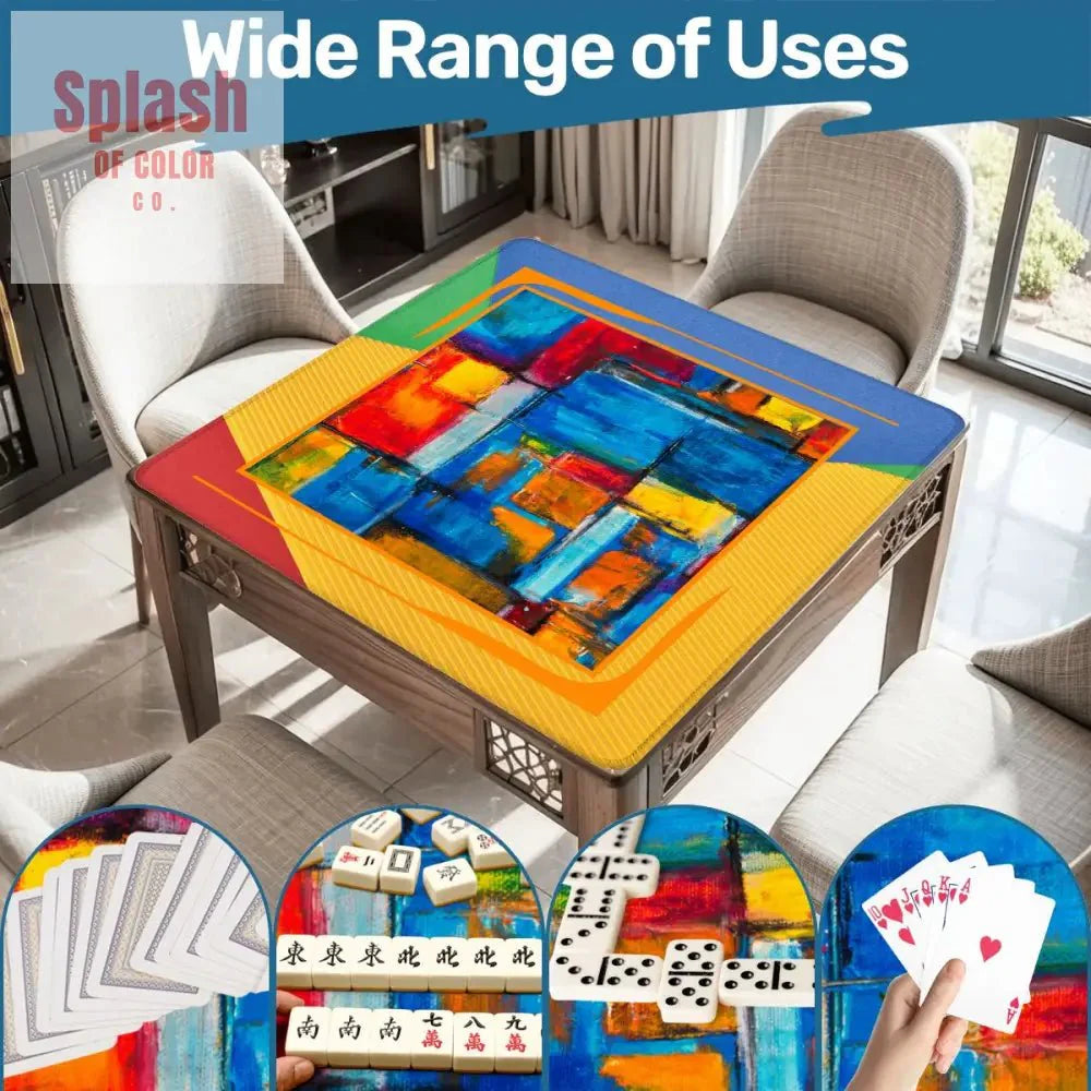 Modern Abstract Yellow, Green Blue, Red Artistic Mahjong Mat