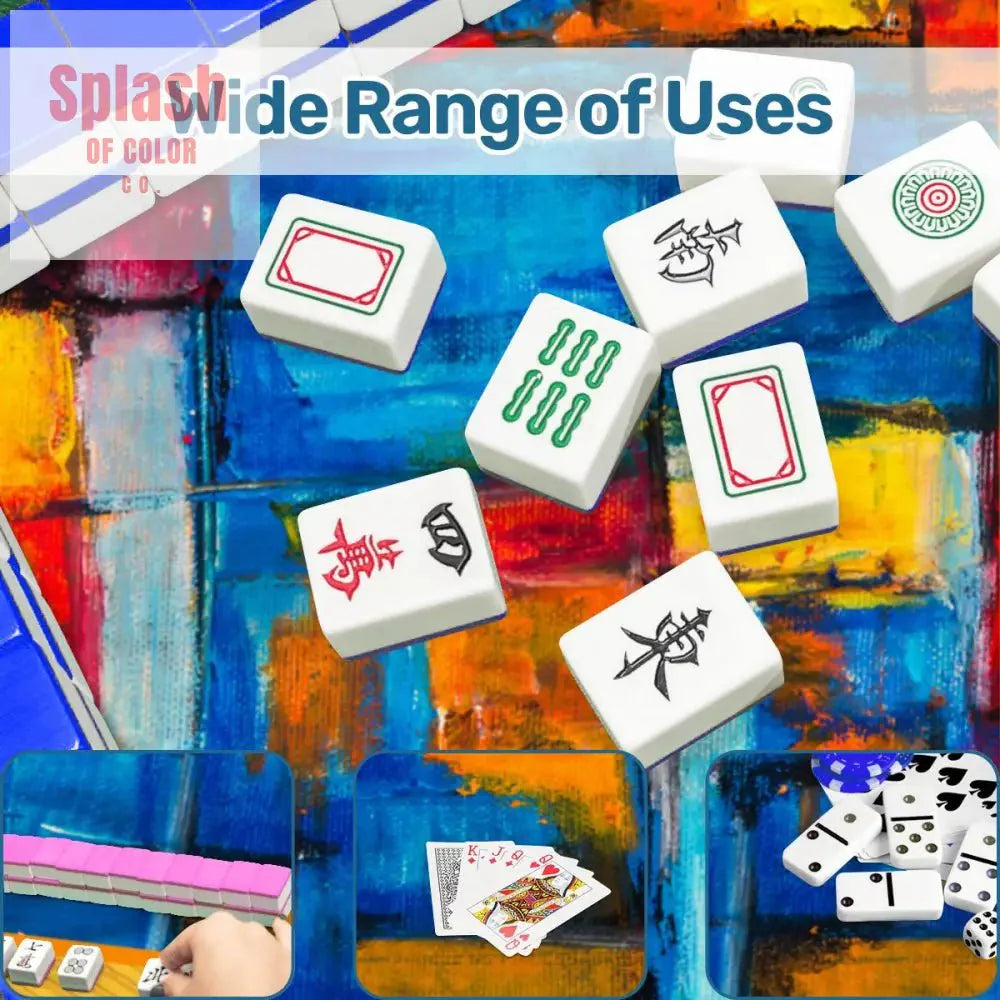Modern Abstract Yellow, Green Blue, Red Artistic Mahjong Mat
