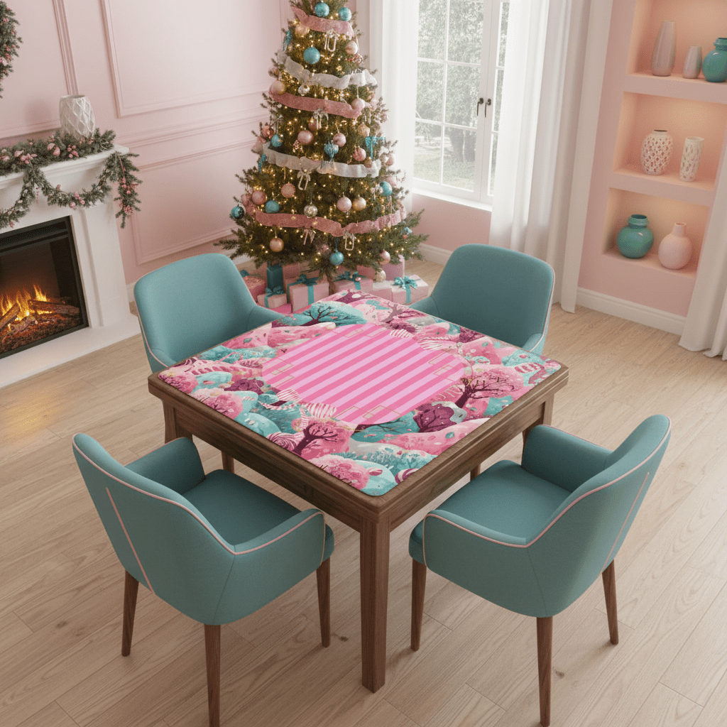 Candy Landville, Magical Pink, Purple Aqua Mahjong Mat