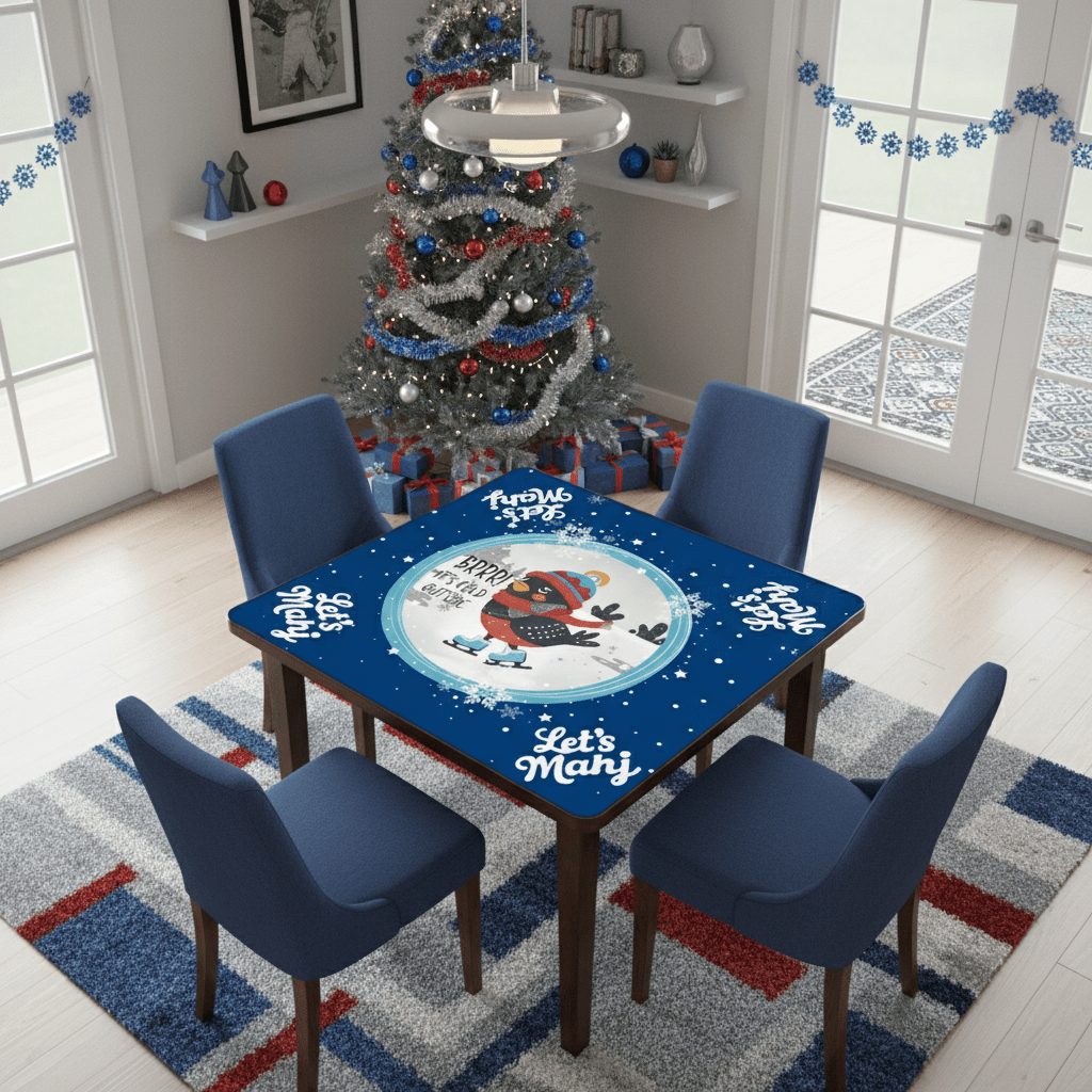 Mahjong Mat, Chrismtas Winter Whimsy Let's Mahj Game Mat