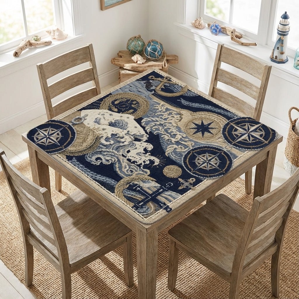 Where The Wind Blows, Faux Needlepoint Nautical Mahjong Mat