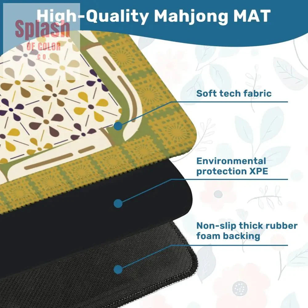 Norwegian Floral Green, Yellow Simplicity Mahjong Mat