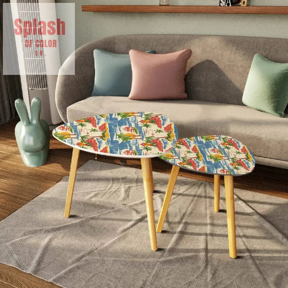 Old Florida Vintage Beach Tropical Heritage Collection Nesting Tables