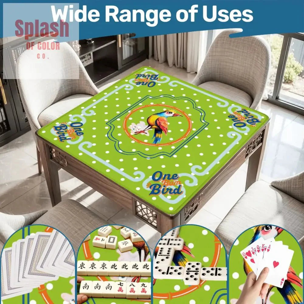 One Bam Bird Citrus Green Polka A Dot Preppy Whimsical Mahjong Mat