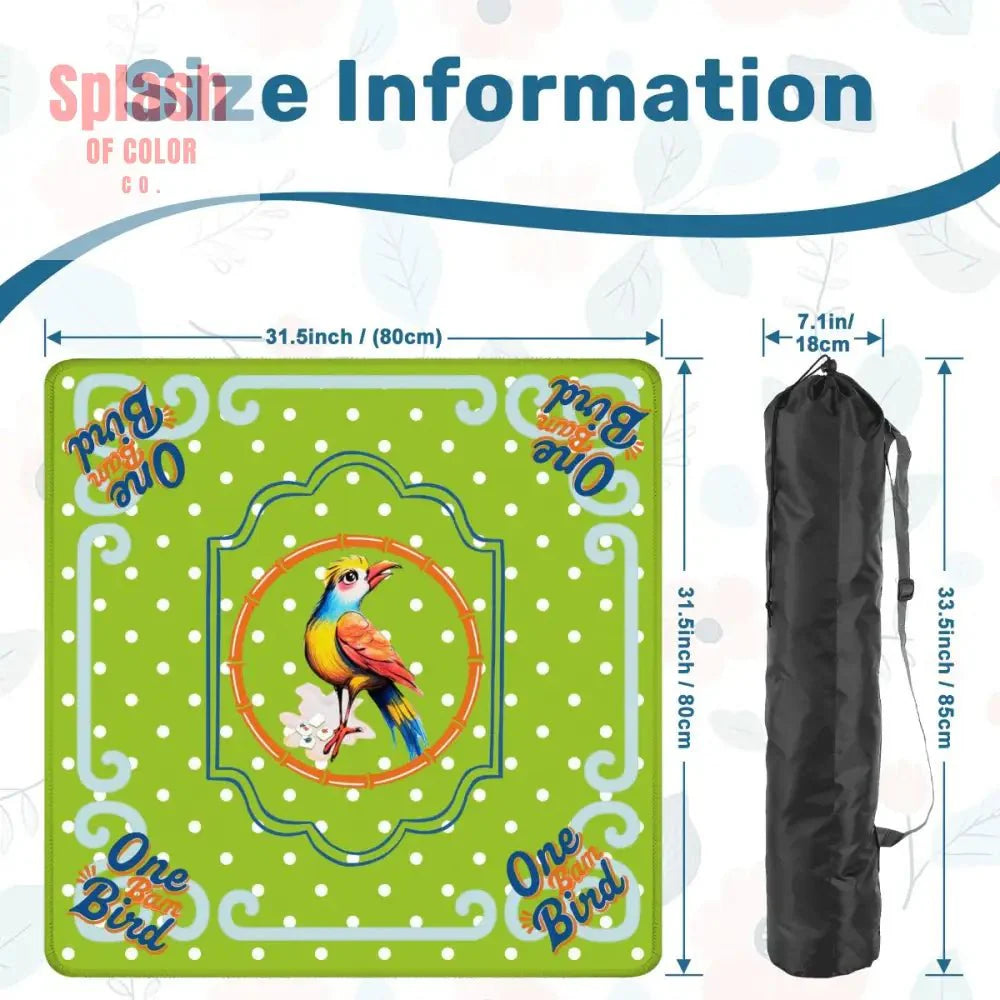 One Bam Bird Citrus Green Polka A Dot Preppy Whimsical Mahjong Mat