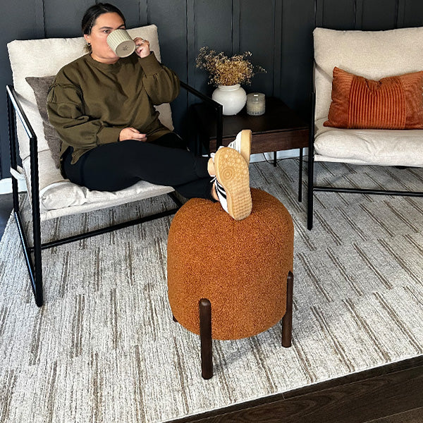 Plush Boucle Drum Ottoman, Choose Your Color