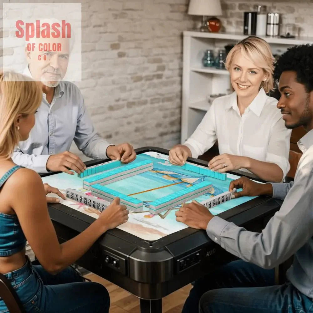 Palm Beach Style Flamingo Beach Vibes Modern Mahjong Mat