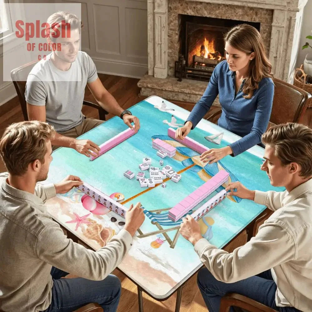 Palm Beach Style Flamingo Beach Vibes Modern Mahjong Mat