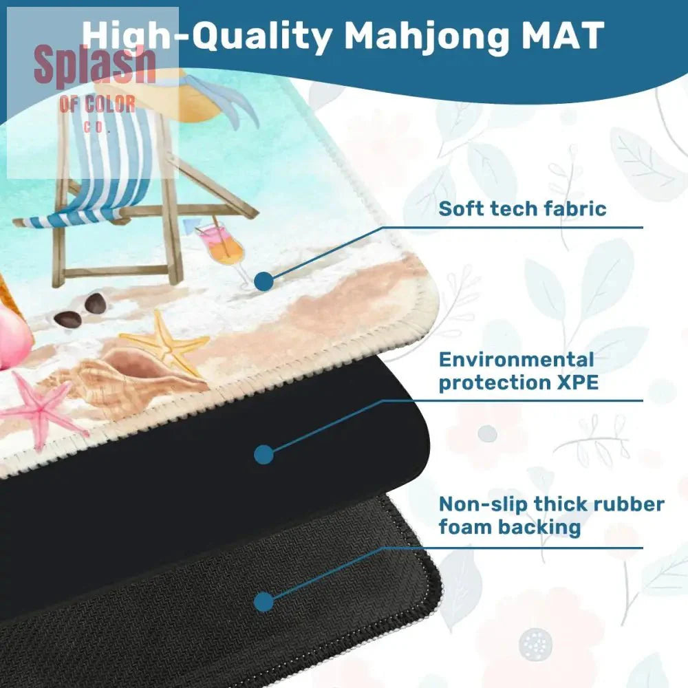 Palm Beach Style Flamingo Beach Vibes Modern Mahjong Mat