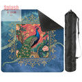 Peacock Elegant Marbled Blue, Chinoiserie Asian Garden Mahjong Mat