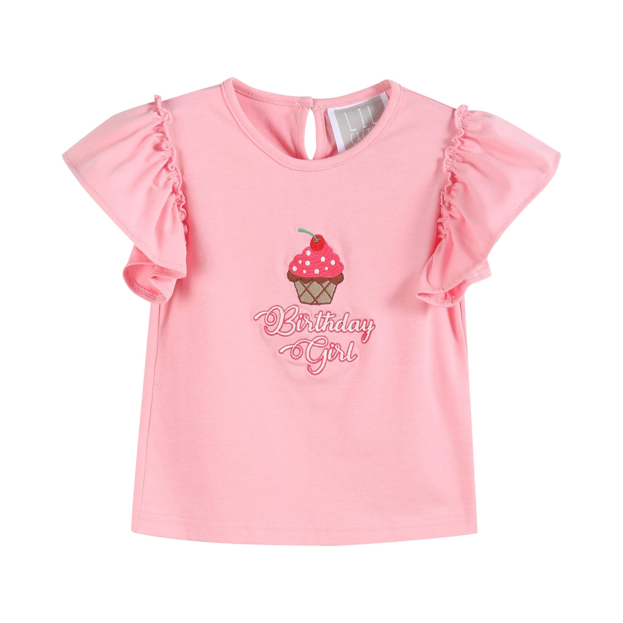 Pink Birthday Girl Ruffle Top and Skort Set