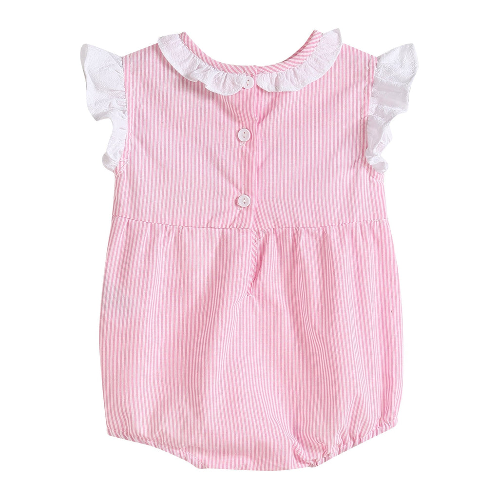 Pink Striped Lil Sister Smocked Romper