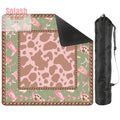 Preppy Cowgirl Mahjong Mat, Pink, Green Cow Print Fun Mahj Game Mat